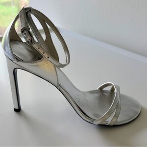 Stuart Weitzman Silver Strappy Heels - Size 9.5